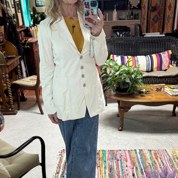 Johnny Was Jackets & Blazers - Pete and Greta Women's Cream Button-Front Blazer Jacket